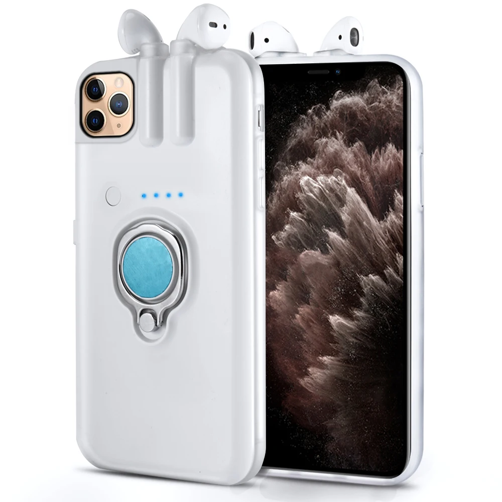 For iPhone 11 Pro Max Xs Xr X 8 7 Plus 6 6s Case Finger Ring Holder Cover AirPods 1 2 Charging Bag |