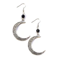 filigree crescent moon earrings celestial jewelry solar system alternative boho gothic wiccan lunar jewelry gift for her