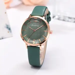 INS Популярные авокадо зеленые часы Ретро женские изысканные кварцевые винтажные кожаные Наручные часы простые маленькие женские часы подарки