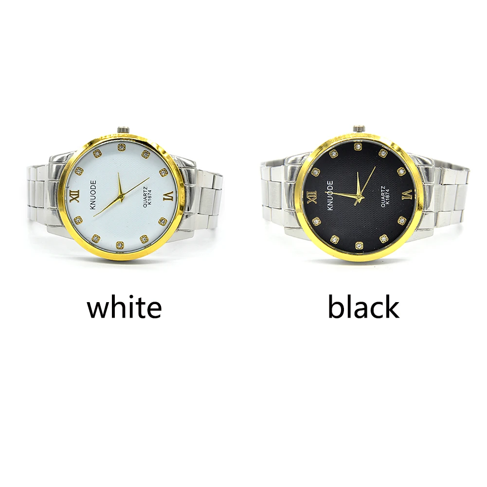 

Men Quartz Fashion Analog Round Glass Dial Steel Strap Elegant Business Casual Wristwatch