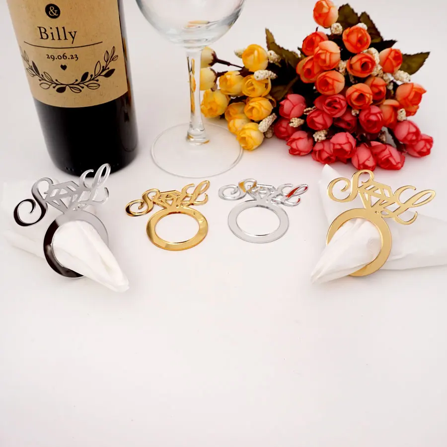 20 штук Персонализированные Свадебные Кольца для салфеток по заказу