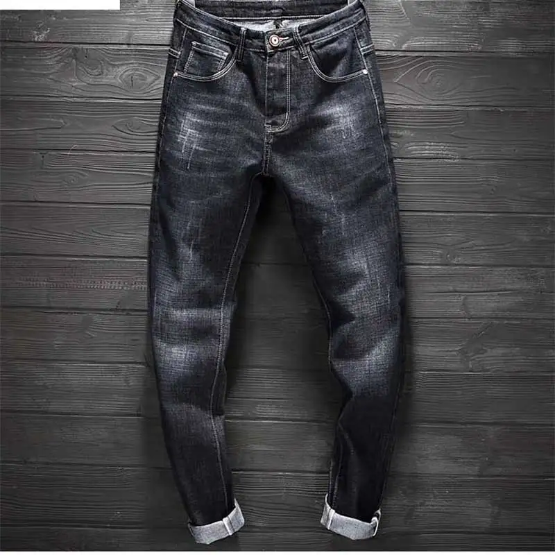 Весенние рваные Молодежные мужские брюки джинсы большого размера дикие