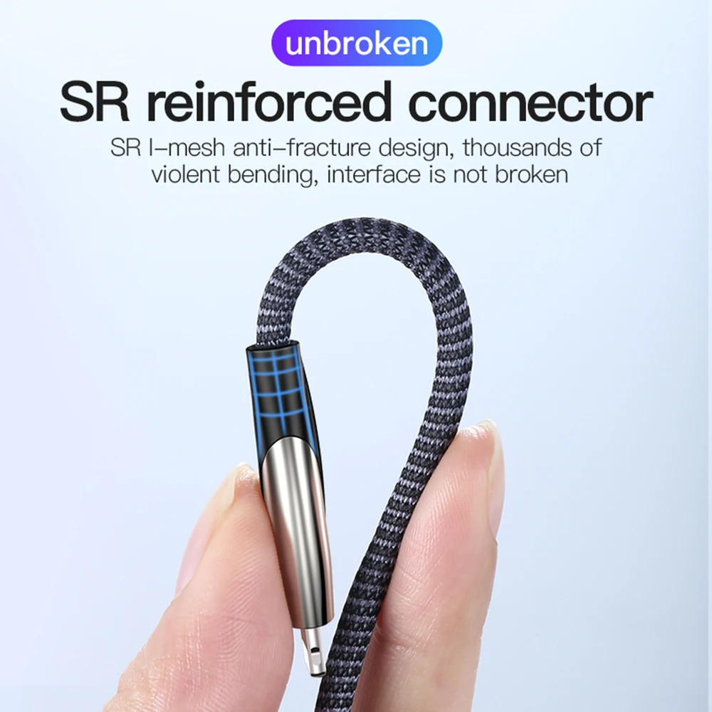 Usb-кабель для зарядки iPhone 6 6s 7 8 Xr X Xs Max светодиодный шнур быстрой данных 2.4A Apple IOS 9 10