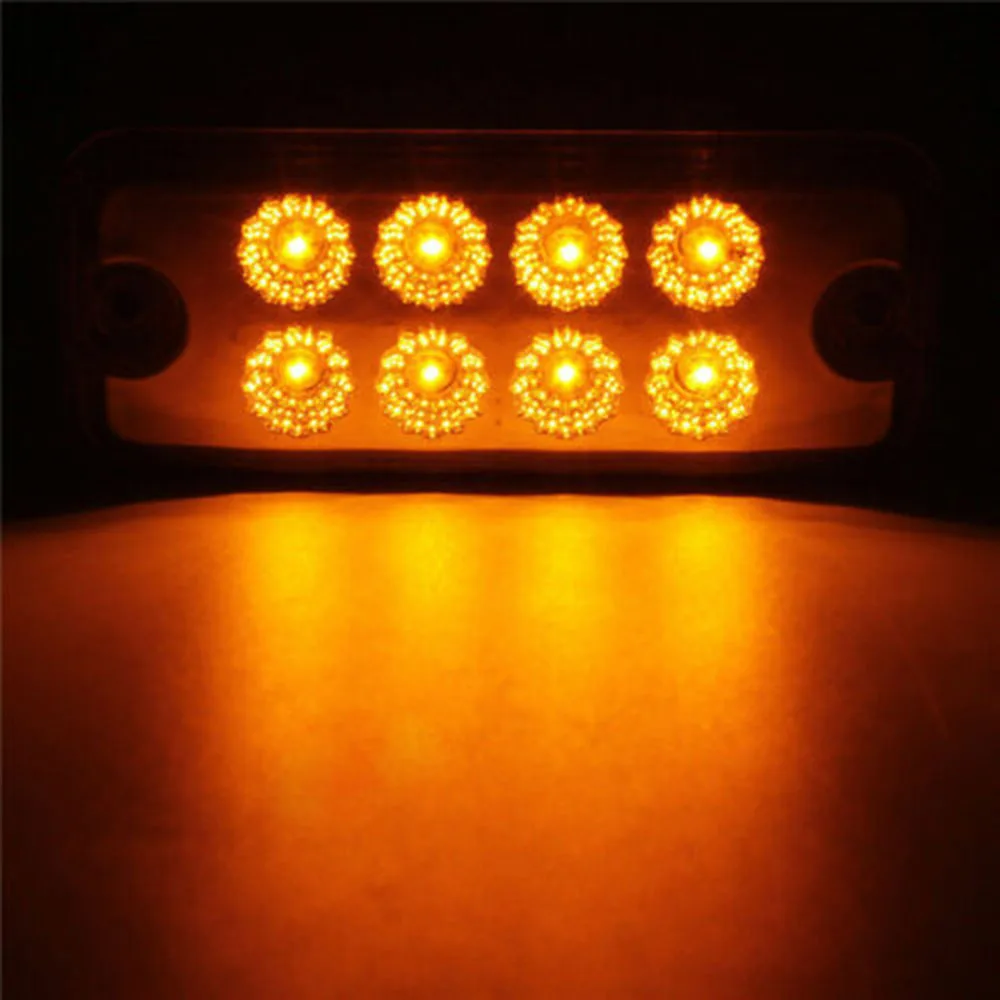 

8Pcs 12-24V Orange Amber 8 LED Side Marker Indicator Tail Lights Truck Lorry Van Side Marker Light