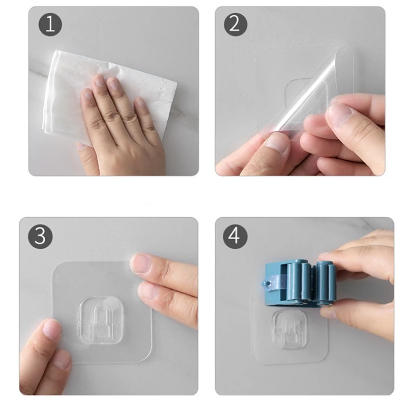 

Kitchen Tool Hanger Clip Seamless Mop Hook Organizer Bathroom Wall Mounted Mop Organizer Holder Brush Broom Hanger Storage Rack