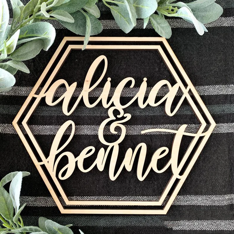 Лазерная резка дерева дверная табличка Имя персонализированные деревянная