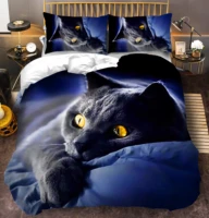 3d cat bedding set for girls boys cute colorful cat pattern bedspread 3 piece bold color black animal duvet cover set