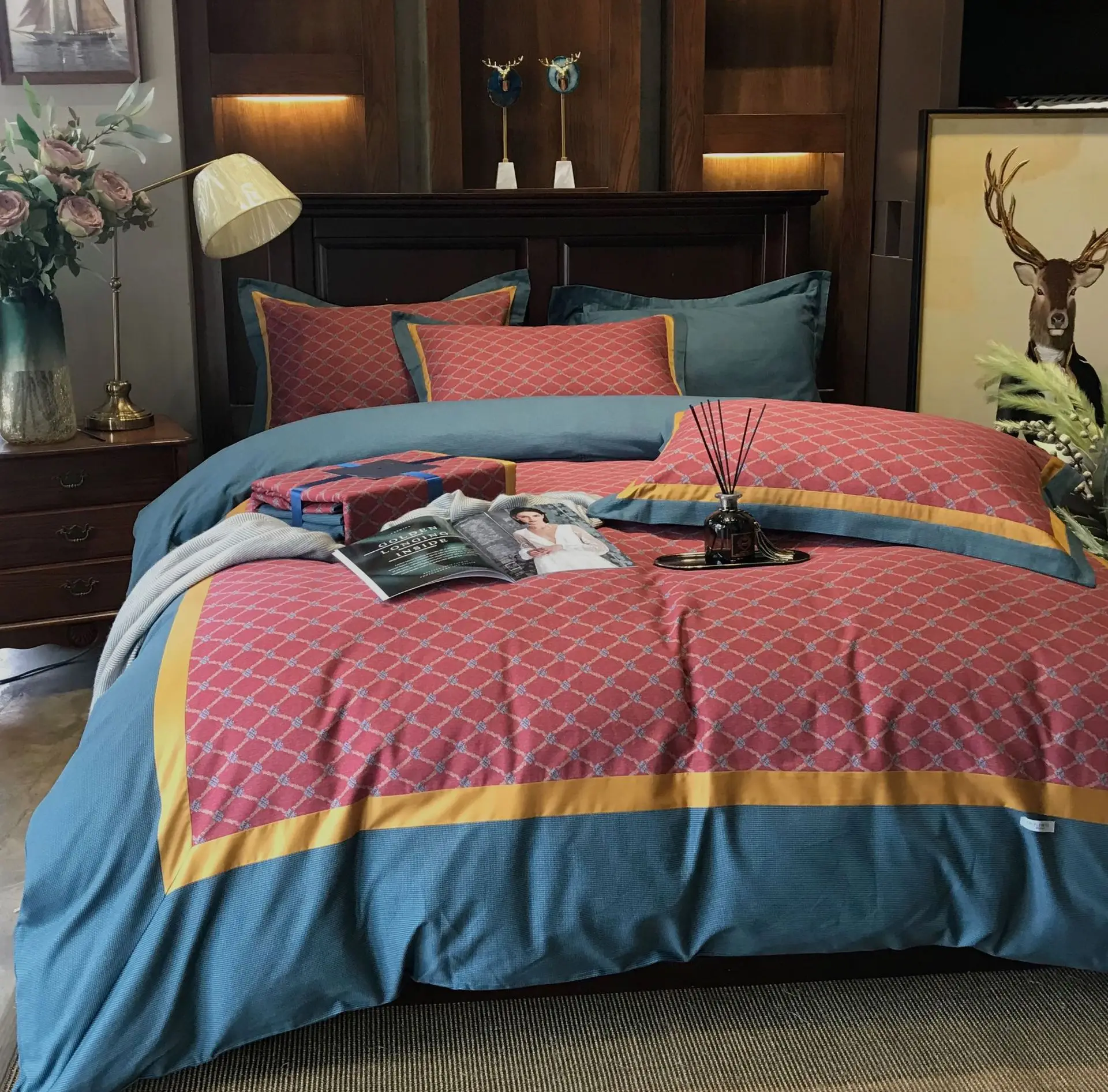 

600TC Luxury Egyptian Cotton Bedding Set Soft Sanding Flower Duvet Cover Set Bed Sheet/Quilt Cover Bed Linen 4PCS Bedclothes