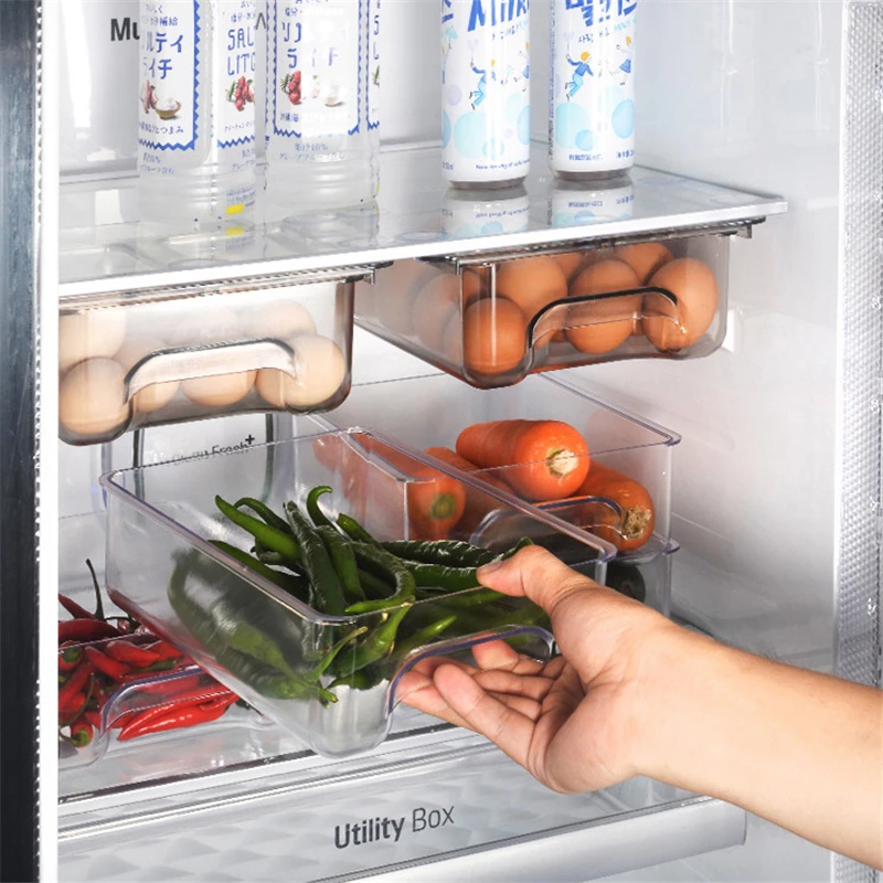 

Kitchen Refrigerator Storage Box Suction Cup Drawer Type Kitchen Food Preservation Box Hanging Egg Box Vegetable Storage Box