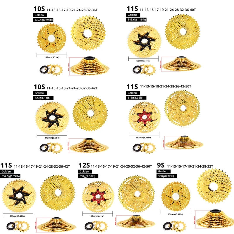 

Горный велосипед 9S, 10S, 11S, 12 S, Золотая кассета, 9/10/11/12 скоростей, маховик горного велосипеда 11-32/36/40/42/50T, для SRAM
