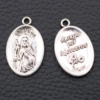 10pcs ruega por nosottos st jude charm catholic oval tag pendant diy religious jewelry handmade 2616mm a2005