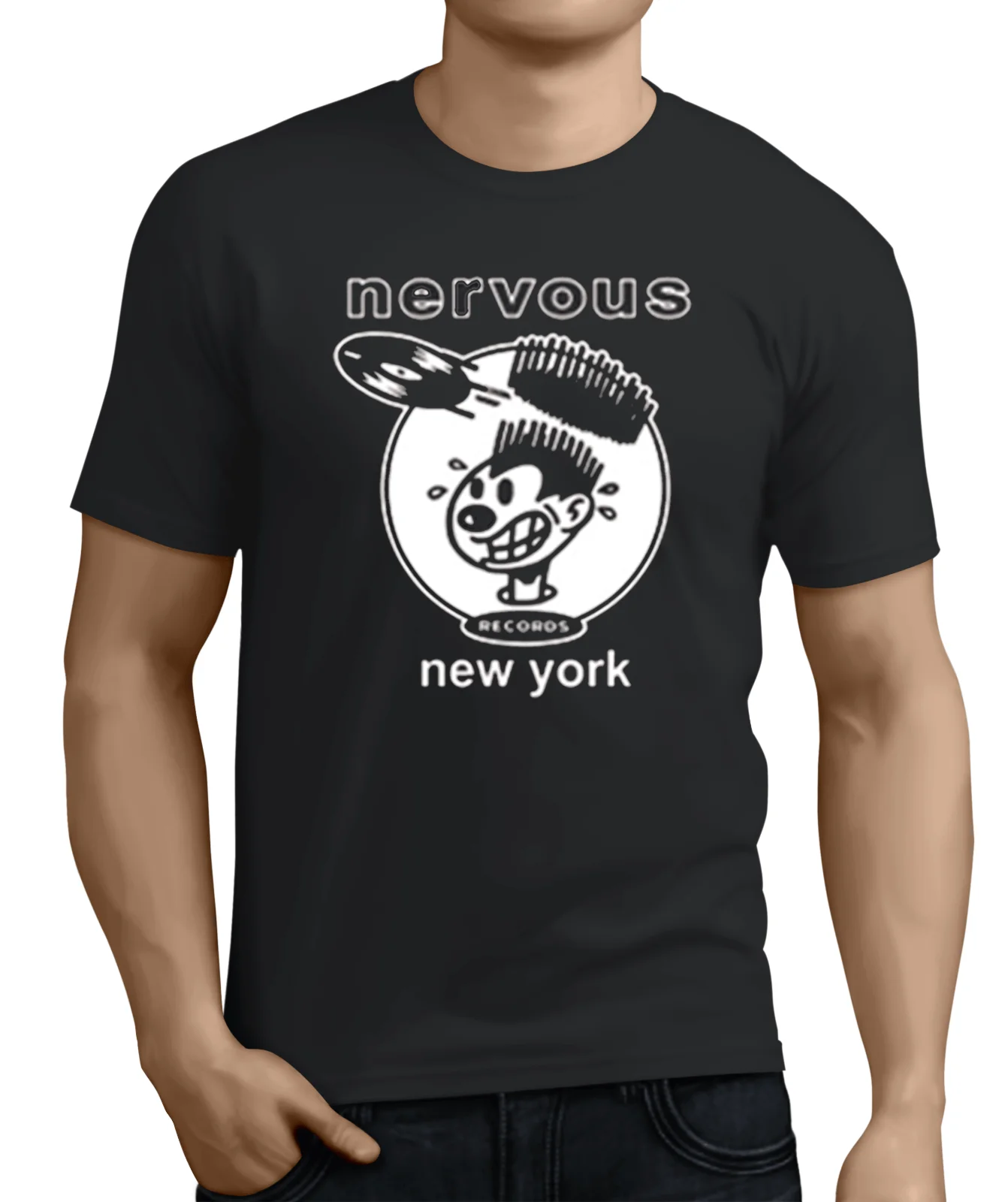 Nervous Records. Подземный дом танцевальная музыка хип хоп мужские топы крутая футболка