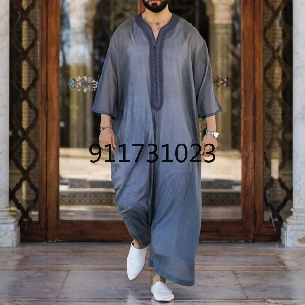 Muslim Men's Long Shirt Loose Casual Fashion Robe African Simple Sleeve 2021 Summer Mens Traditional Plus Size Clothing |