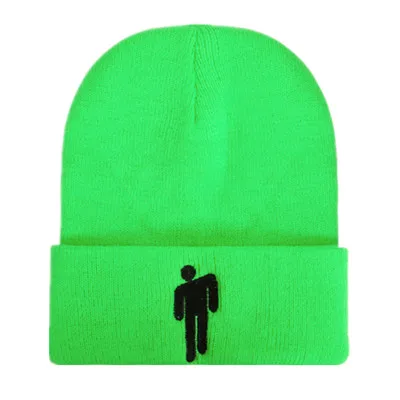 Billie Eilish Beanie, 15 цветов, вязаная зимняя шапка, одноцветная, в стиле хип-хоп, вязанная шапка Skullies, шапка, аксессуар для костюма, подарки, теплая зимняя шапка - Цвет: Green