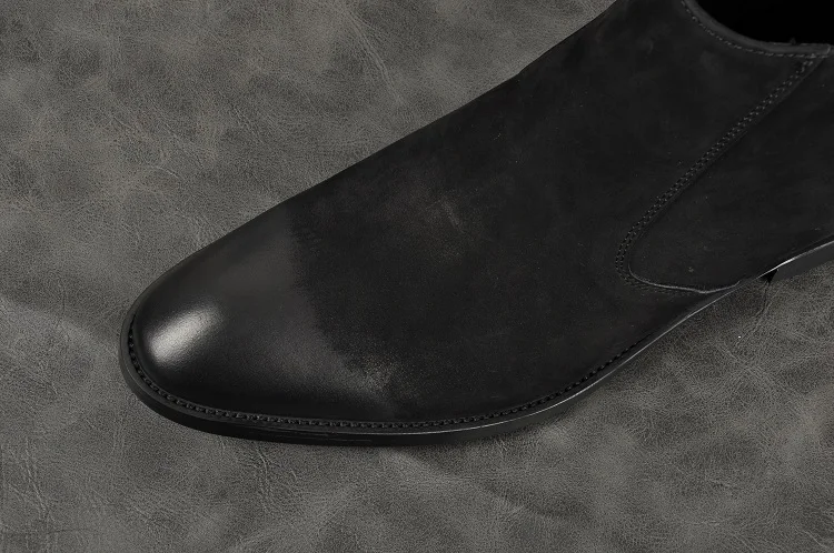 Новинка мужские ботинки из воловьей кожи с высоким берцем на низком каблуке