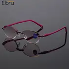 Очки Elbru + 1,0 + 1,5 + 2,0 + 2,5 + 3,5 + 4,0 без оправы с защитой от синего излучения, очки для чтения в стиле ретро, женские очки для дальнозоркости по рецепту унисекс