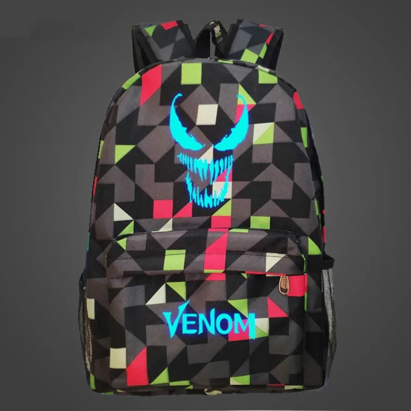 Светящийся школьный рюкзак Venom для косплея сумка на плечо студентов дорожные