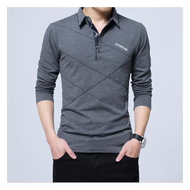 Мужская рубашка-поло с длинным рукавом размеры до 5XL | одежда