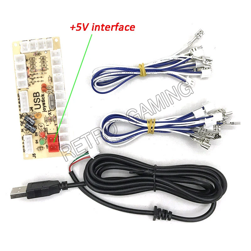 

arcade zero delay encoder usb pc button & joystick fighting control board cable diy kits to coin operated machine