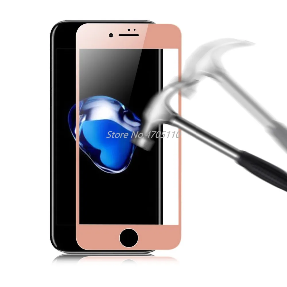 9H 3D Защита экрана для Iphone 7 стекло 8 6 6S Plus полное покрытие розовое золото
