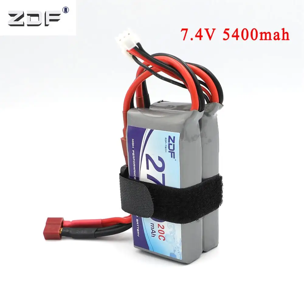 ZDF Power Upgrade to 7.4V 5400MAH (2pcs*2700mah 7.4V 20C) 40C 2S lipo battery T plug for Wltoys 12428 12423 RC Car Parts