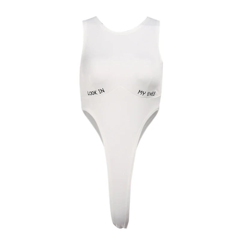 

WannaThis Summer Bodysuit For Women Letter Embroidery Yoga Skinny Fitness Sexy Waist Spice Playsuit E-Girl Casual Bodysuit 2021