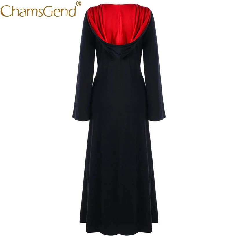 Женское готическое платье с капюшоном длинное перекрестной шнуровкой костюм для