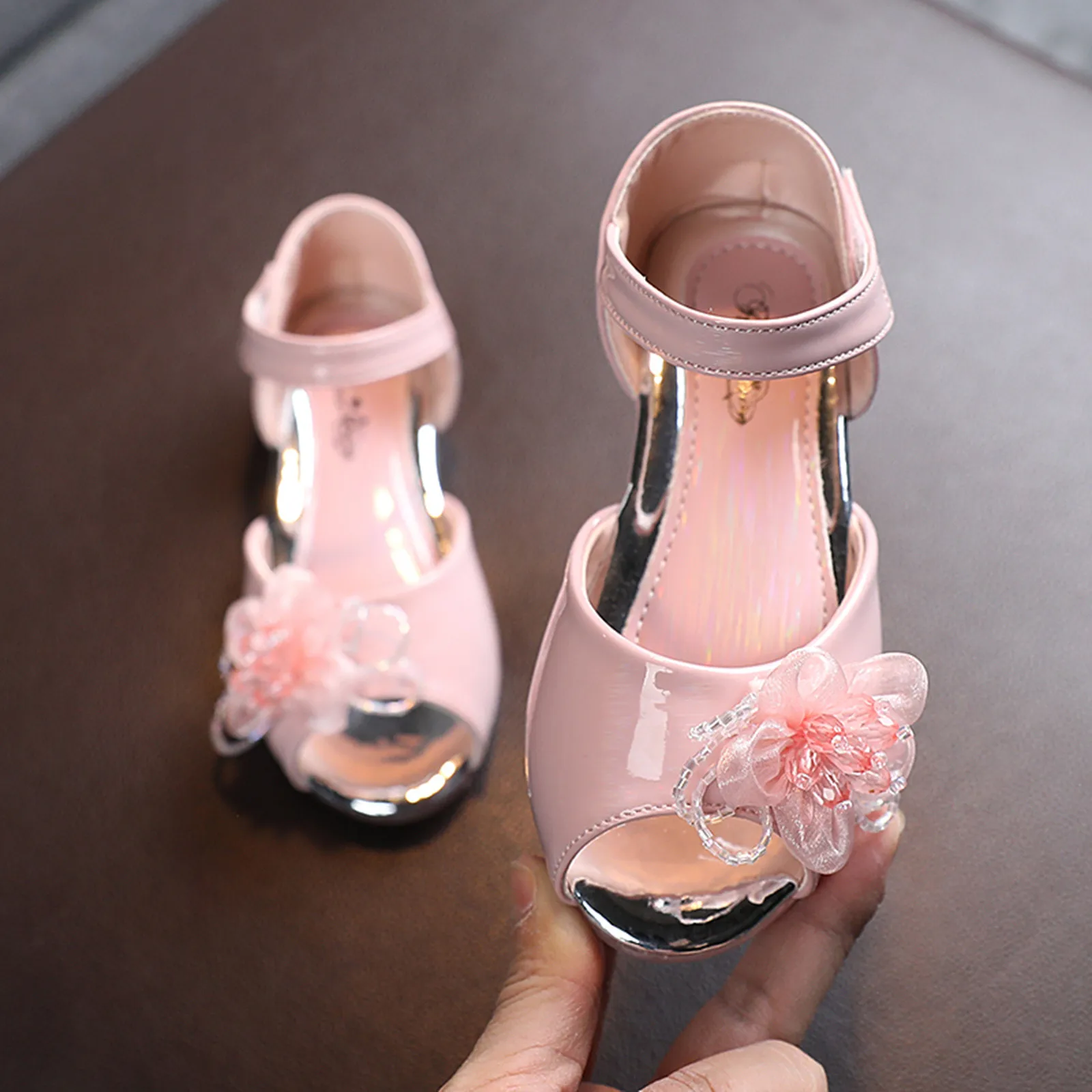 

Kids Soft Shoes Infant Kids Baby Girls Peep Toe Floral Princess Shoes Leather Sandals Fashion Sweet Floral Sandals Сандали