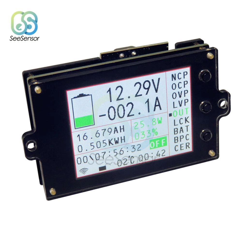 DC 500V 500A 2.4-дюймовый TFT LCD-дисплей Беспроводной вольтметр-амперметр Тестер емкости аккумулятора Мощность напряжения Ток Монитор