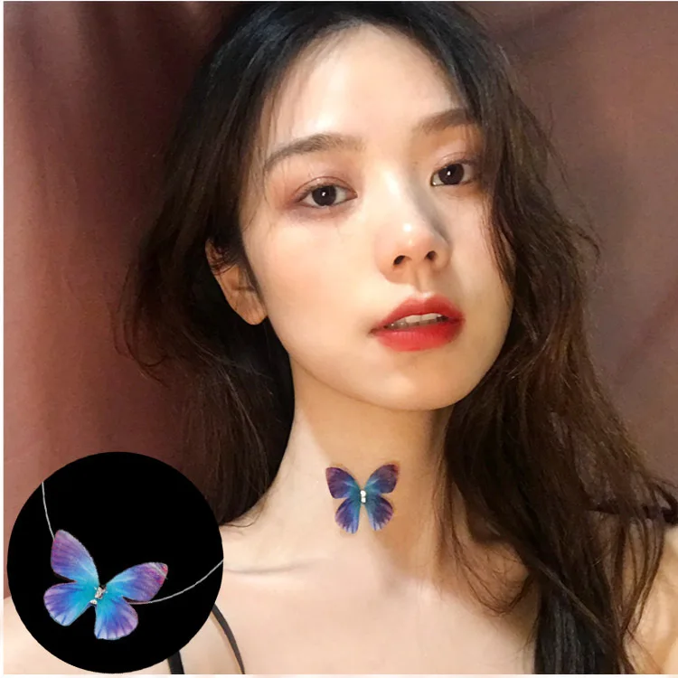 Гламурное ожерелье оптовая продажа прозрачное в виде рыбьей лески бабочки эльфа