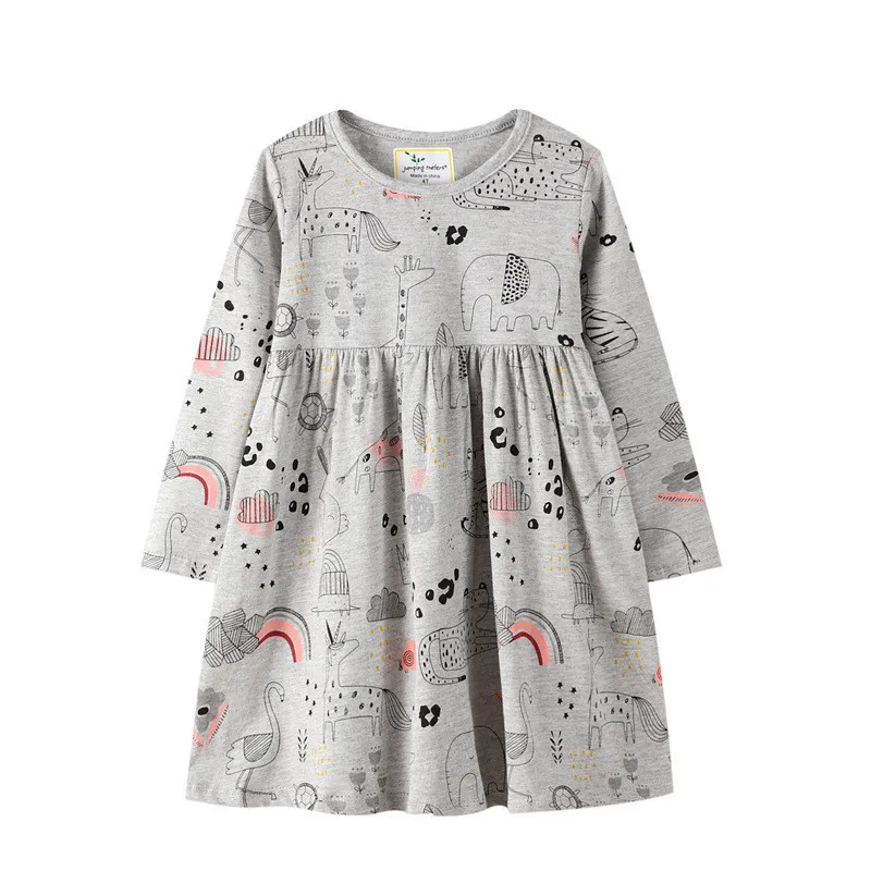 Jumping Meters New Princess Girls Dresses With Floral Embroidery Fashion Kids Girls Dress Cotton Autumn Winter Cat Baby Clothes