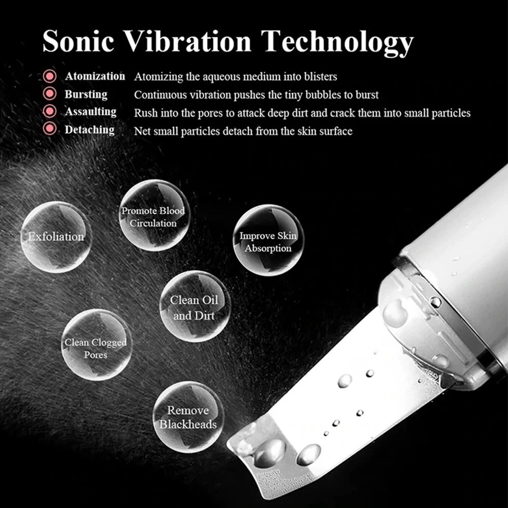 

Ultrasonic Skin Scrubber + Nano Facial Steamer Pore Cleaner Ion Acne Blackhead Remover Exfoliating Peeling Spatula Lifting Tools