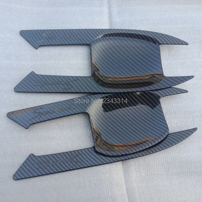 For Hyundai Tucson- Carbon Fiber Style Door Handle Bowl Cover Cup Cavity Trim Insert Catch Molding