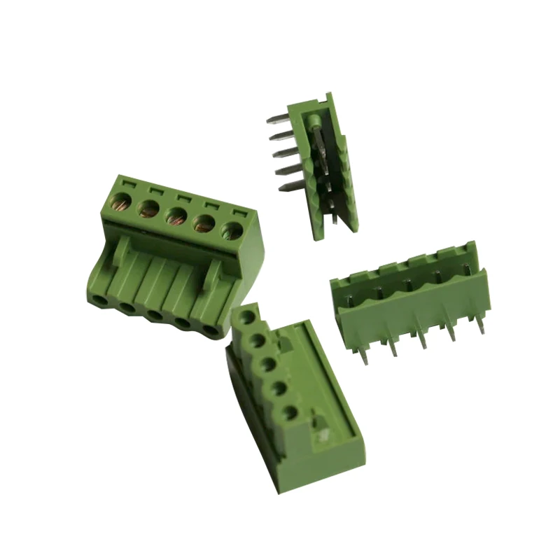 

20set KF2EDG Push-pull Terminal Block Wire plug Connector Pitch 5.08mm Five / 5 Pins 90 Degree Screw Female + male Green color
