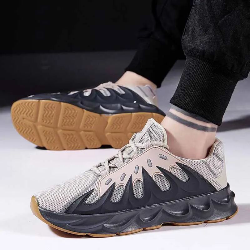 Youth Men's Sports Shoes Personality Thick Bottom Breathable Old Dad Leather Stitching Running Sneakers Man Footwear | Обувь