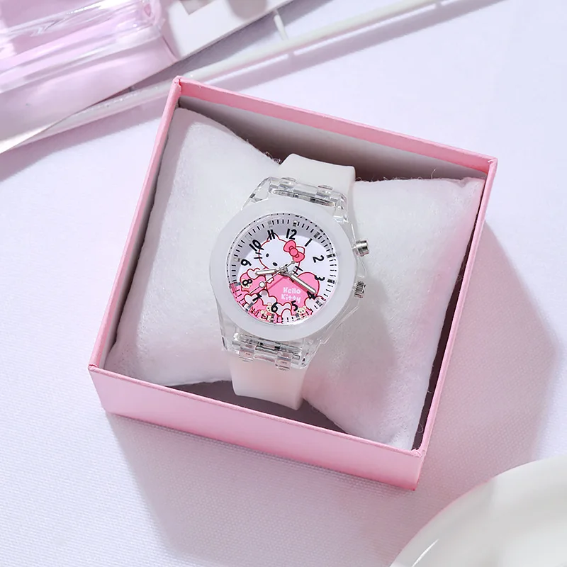 

Cartoons Cat Children's Watch Luminous LED Student Silicone Watches Cute Colorful Lights Wristwatch Gifts For Girls Kids Clock