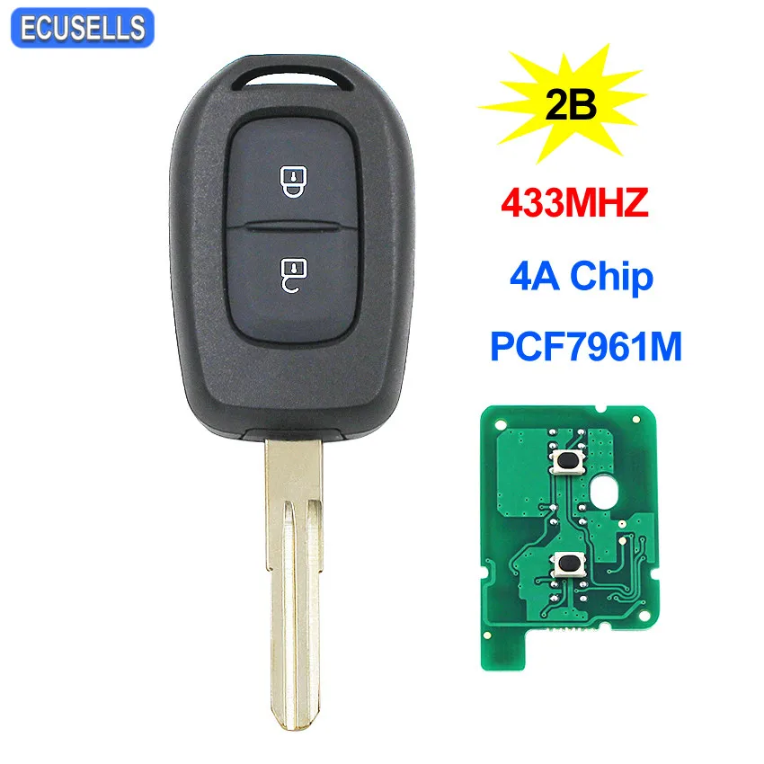 2 кнопочный дистанционный ключ 433 МГц с чипом 4A PCF7961M для Renault Sandero Dacia Logan лодки Dokker