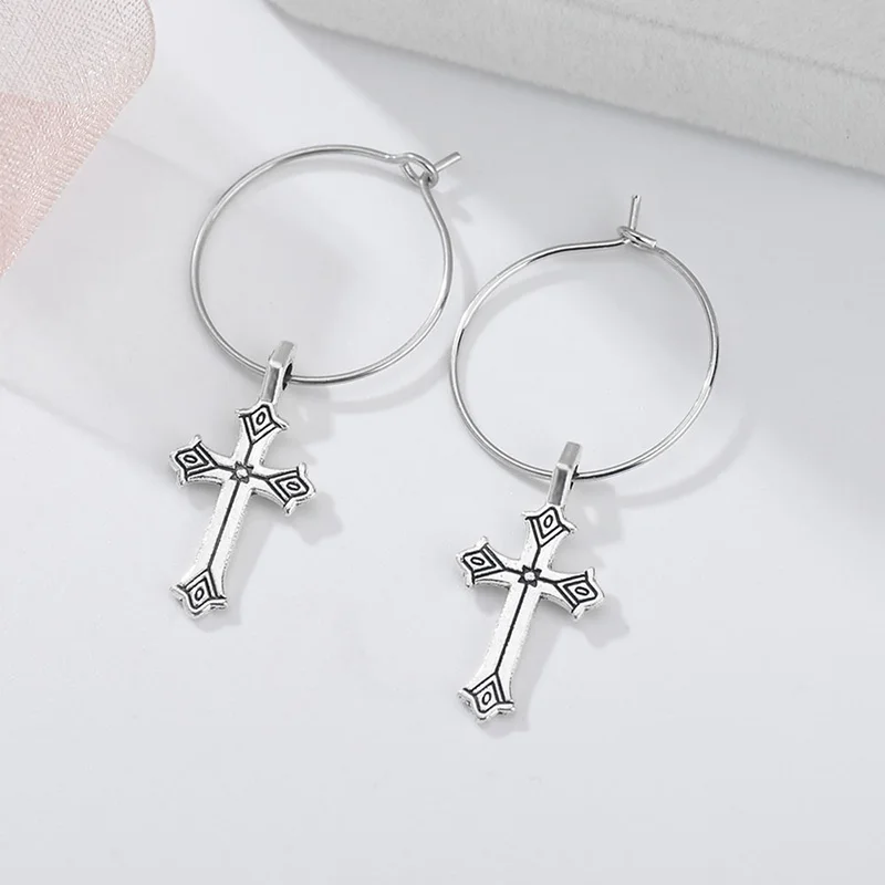 Горячая Распродажа модные виде незаполненного круга крест серьги для женщин