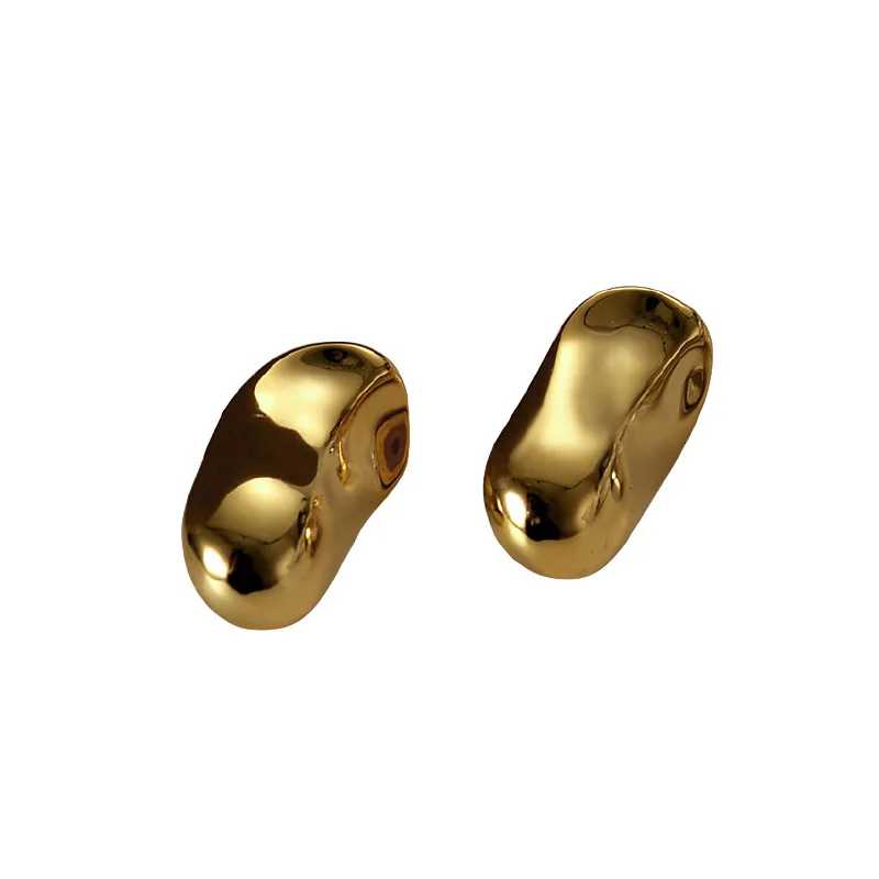 

MLKENLY Exaggerated gold silver Smooth Earrings Textured Simulated Pearl Stud Earrings 925 Sterling Silver Jewelry