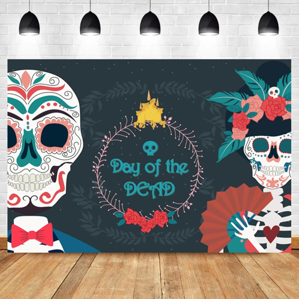 

Laeacco Mexican Day Of The Dead Colorful Skull Bride Decor Photo Photography Background Photographic Backdrop For Photo Studio
