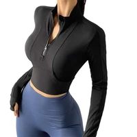 long sleeve sports jacket women zip fitness yoga shirt winter warm gym top activewear running coats workout clothes woman
