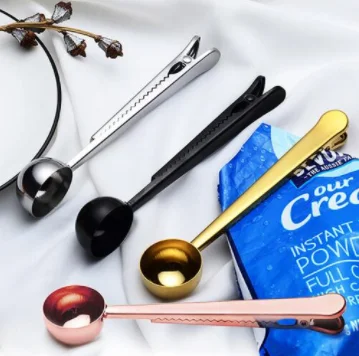 Кофейная ложка с зажимом из нержавеющей стали Чайная мерная ложка 1 шт. с ментоловым подарком "Seedling free gift on".