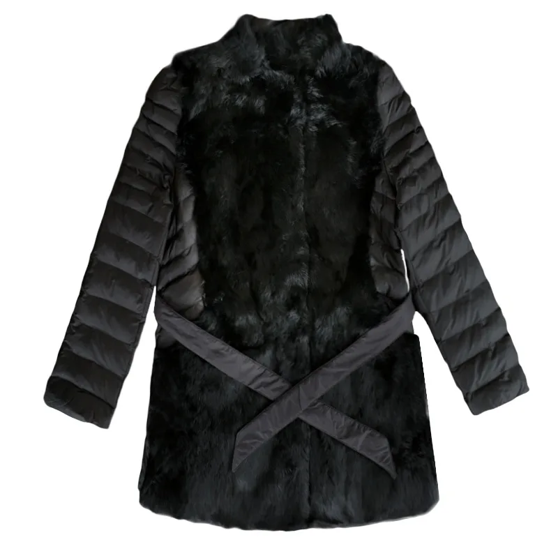 

2020 winter new style stitching mid-length loose fashion comfortable fur padded jacket slim fit padded jacket women's jacket