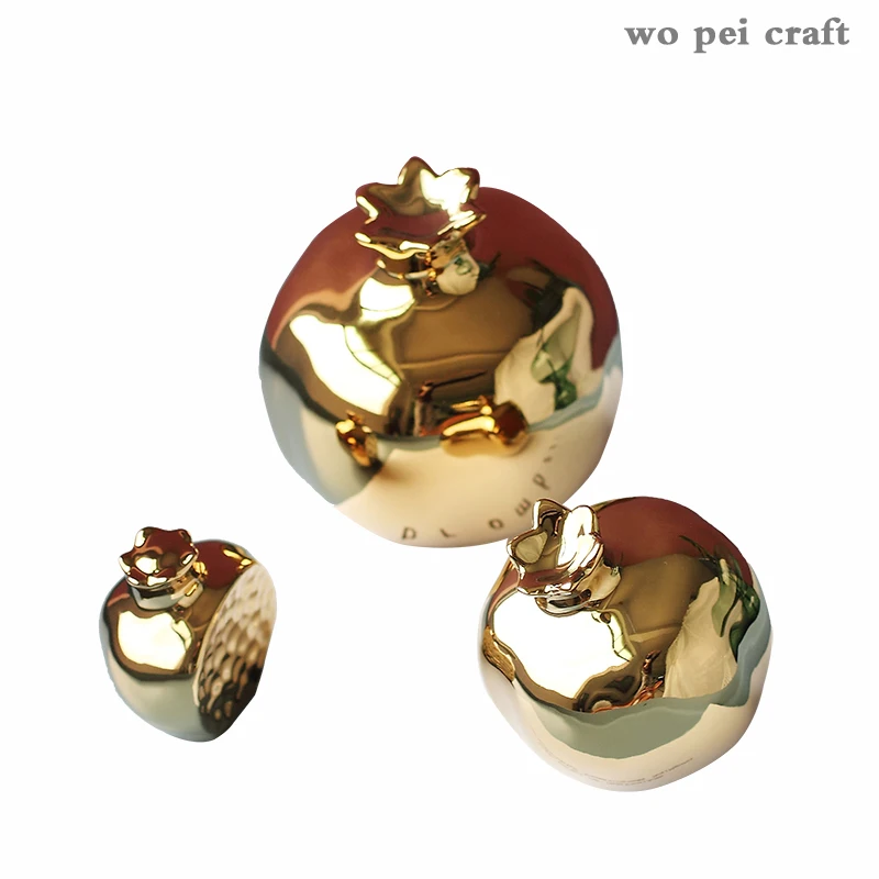 

Golden Pomegranate Statue Ornaments Simple Room Decor Fruits Ceramic Figurines Desk Adornment Home Decoration Accessories Modern