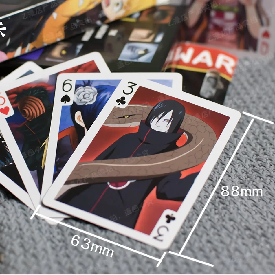 54pcs Anime Naruto Poker Cards Akatsuki Uchiha Itachi Pokerstoy Ninja Kakashi Cosplay Hardcover Board Game Card Toys Kids Gift - купить по