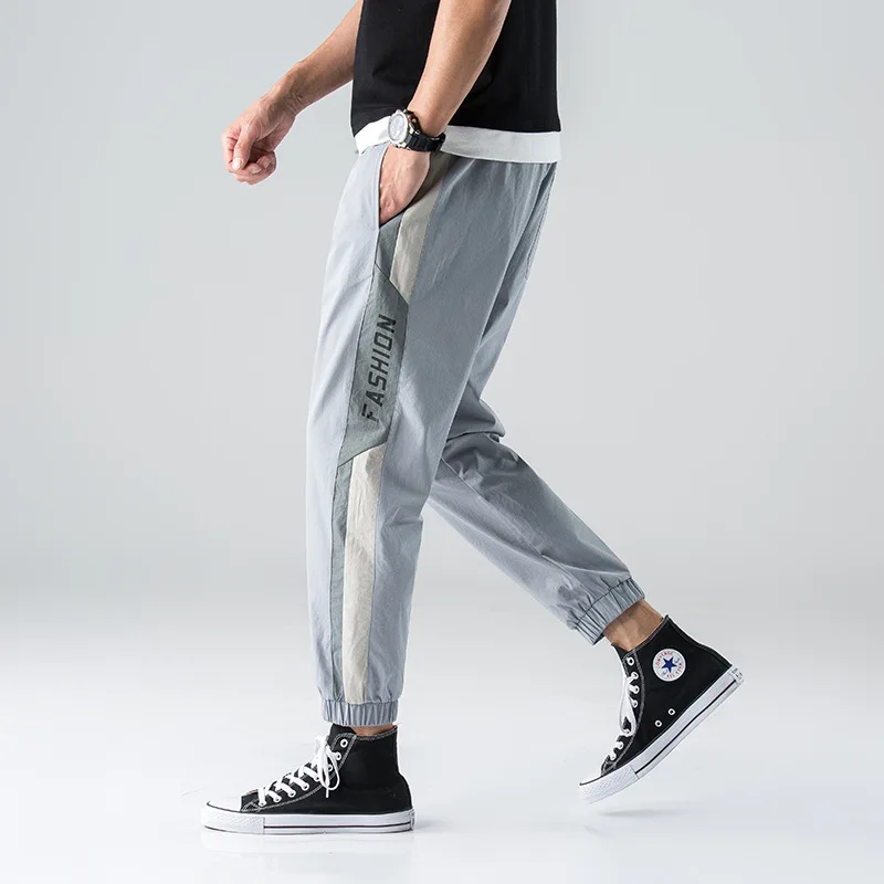 

Spring Autumn Hip Hop Harajuku Style Harem Pants Male Side Stripes Letter Printing Overalls Sweatpants Male Jogging Pants