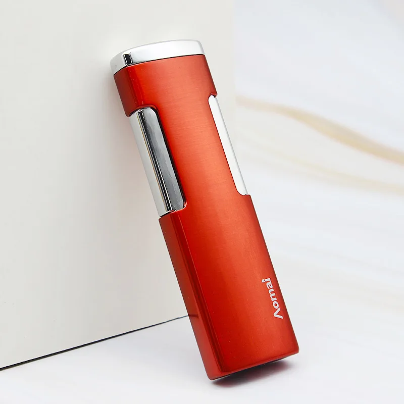 Креативная Бутановая газовая надувная Зажигалка ультра тонкая металлическая