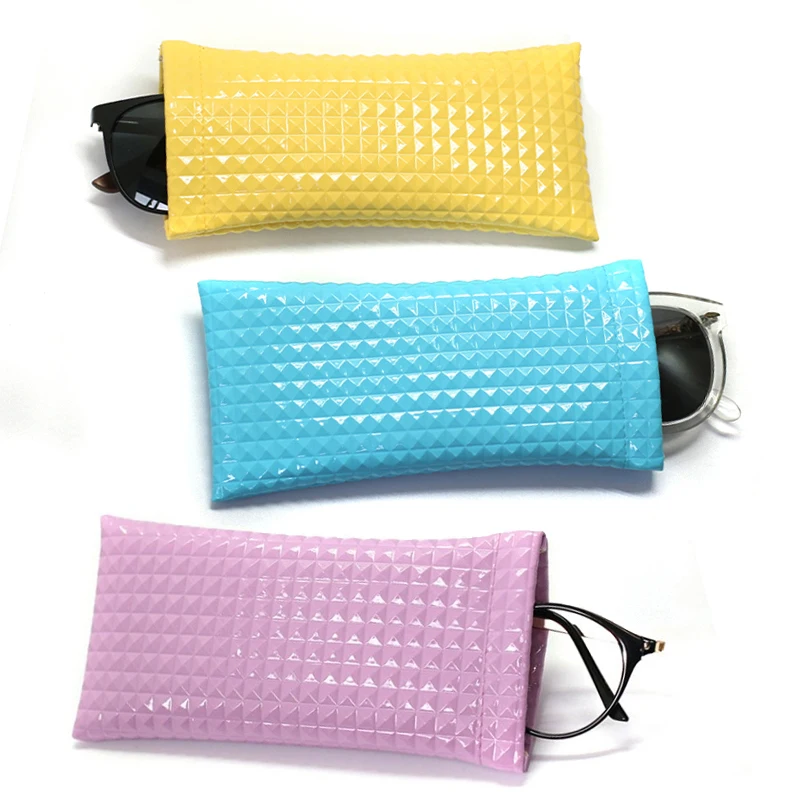 1pcs sunglasses bag pu leather glass case pouch mobile phone wallet portable candy color storege case new fashionable wholesale free global shipping