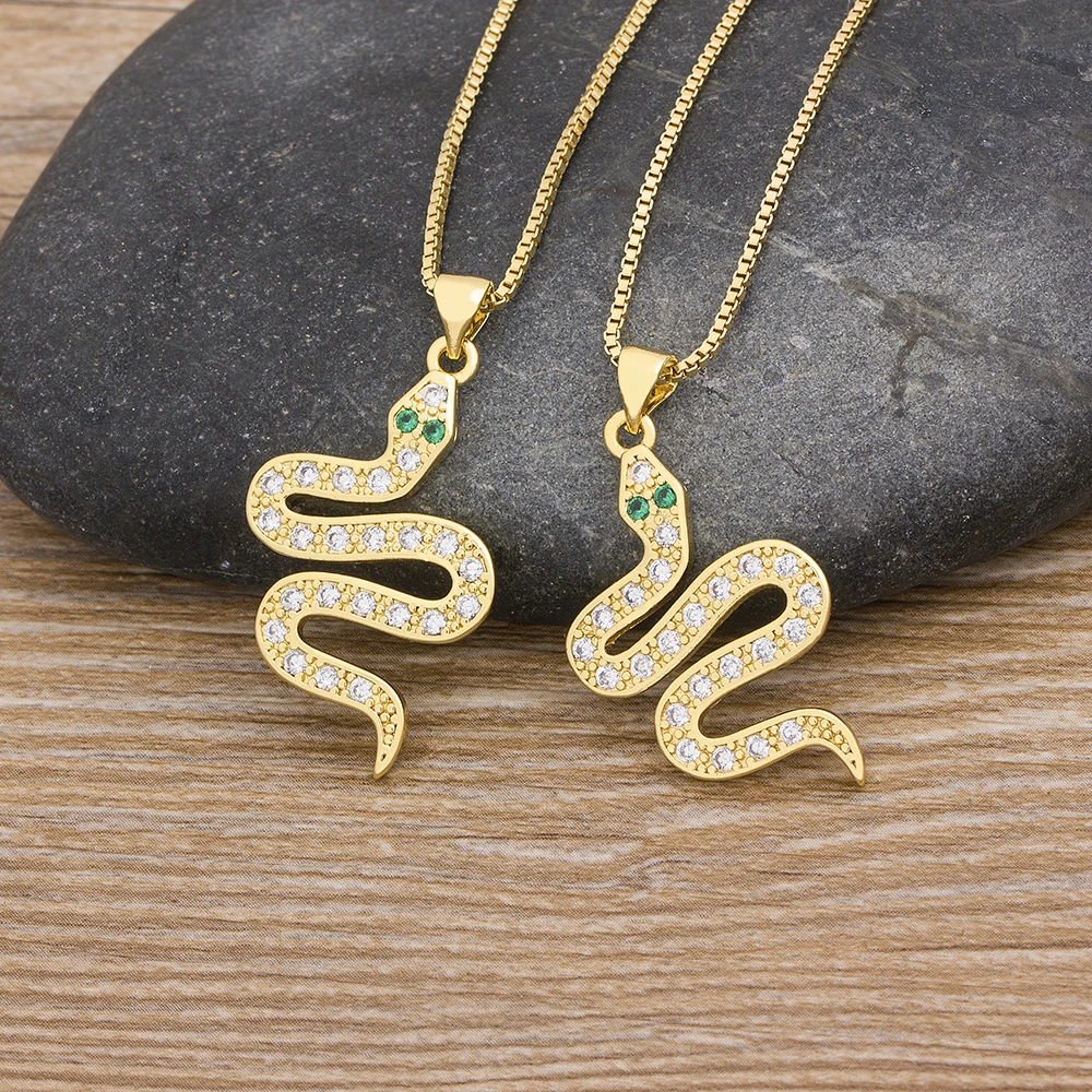 

AIBEF Fashion Gold Chain Snake Necklace For Women Punk Style Pendant Copper Cubic Zircon Girl Classic Hip-Hop Style Jewelry Gift