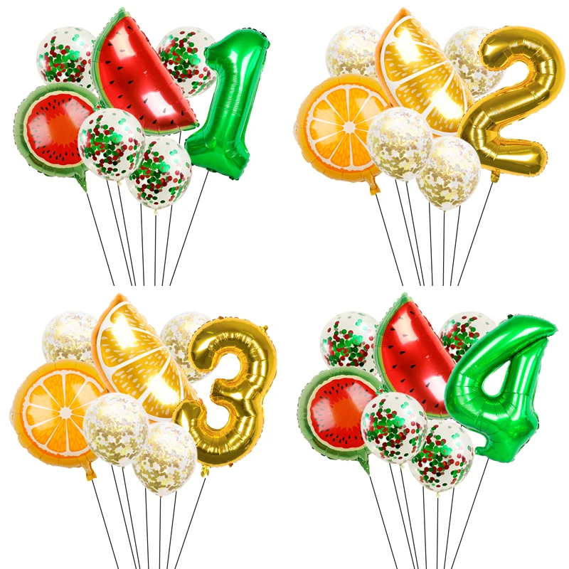 

1set Watermelon Foil Helium Balloons Cartoon Fruit Air Balloons for Summer Themed Birthday Party Decoration Baby Shower Supplies